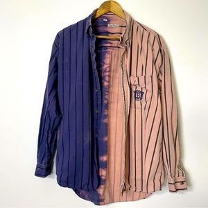 Vintage Bugle Boy Half Bleach Dye Button up shirt Extra large